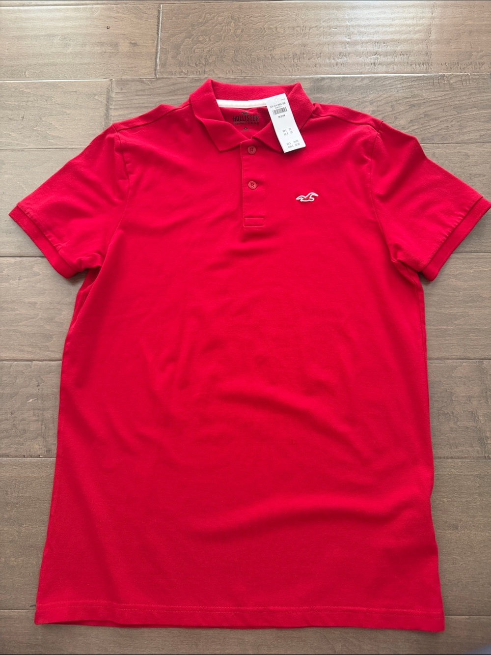 Hollister Men's Bright Red Short-Sleeve Polo with Logo